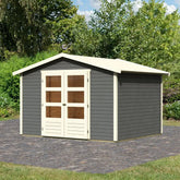 Abri de jardin en bois massif gris terre 6,05m² Amberg 4 – Karibu Ma boutique